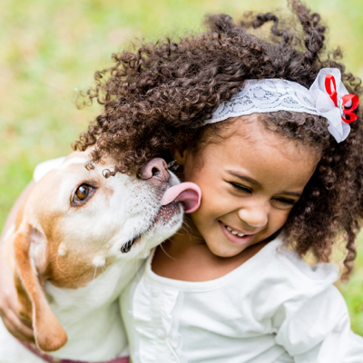 Dog licking girl Dog licking girl